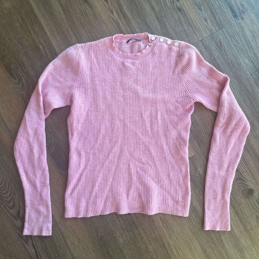 Maya 100% cashmere waffle knit sweater pink size M slim fit
